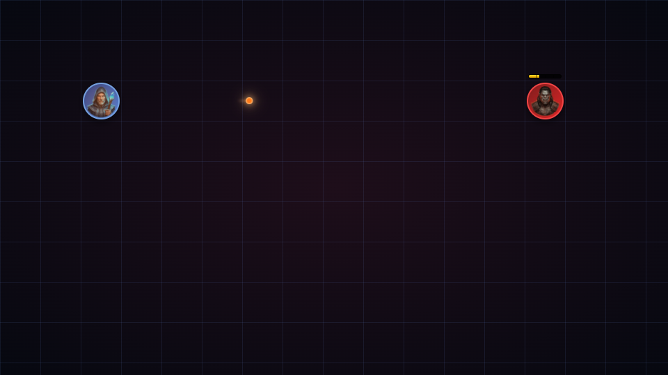 Lumen VTT product preview showing animated combat effects and loot feedback on a tabletop map.